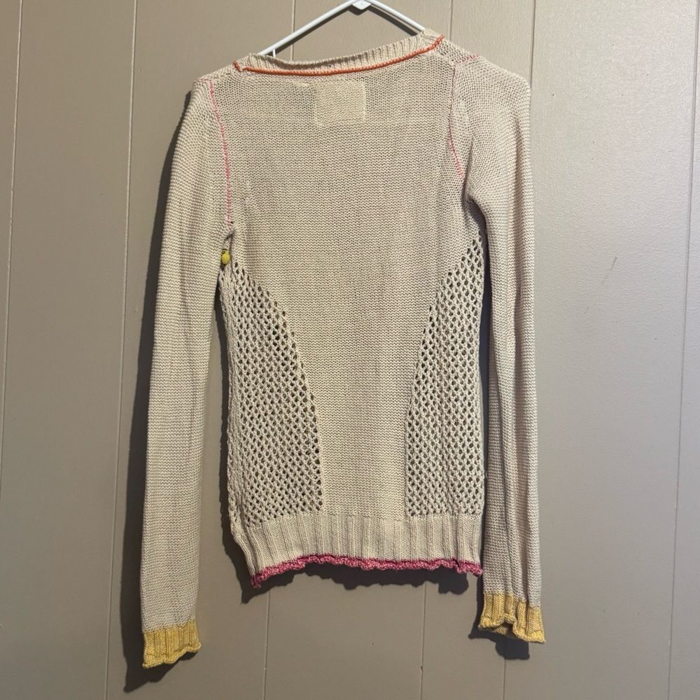 ANTHROPOLOGIE Angel Of The North Sweater Sz S Pom Poms Fringe Long
Sleeves BOHO - Picture 5 of 11
